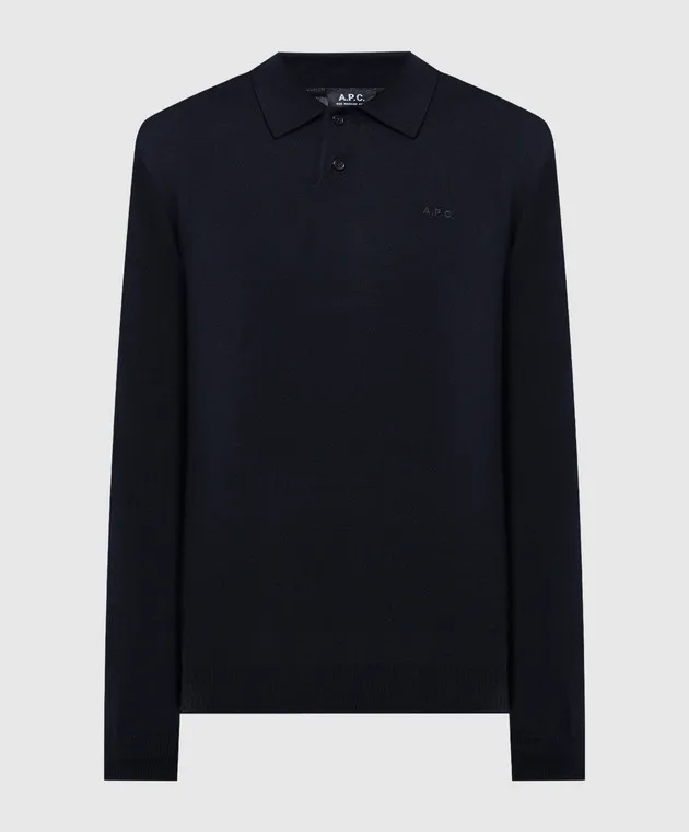 A.P.C JERRY blue wool polo shirt