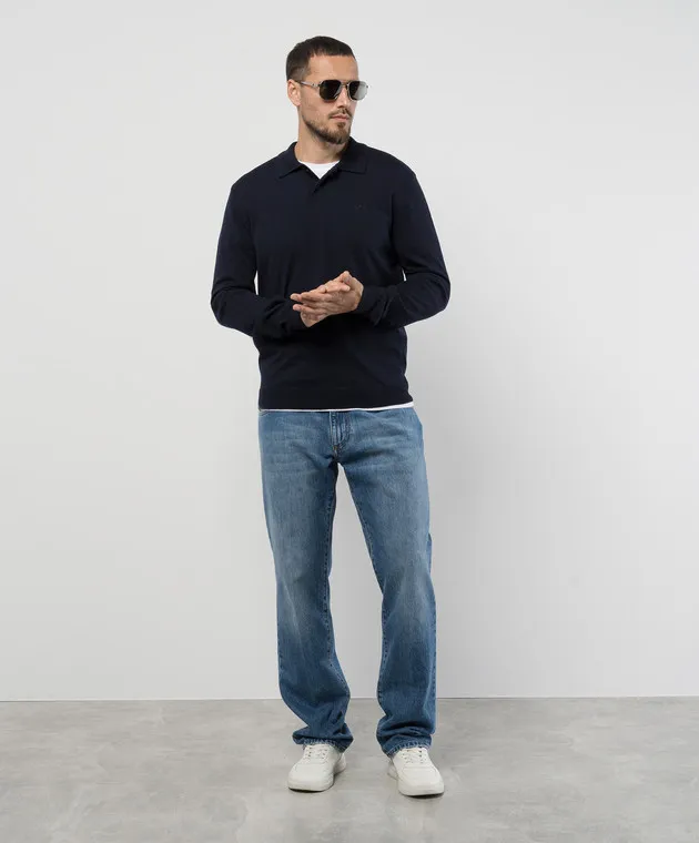 A.P.C JERRY blue wool polo shirt