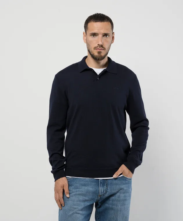 A.P.C JERRY blue wool polo shirt