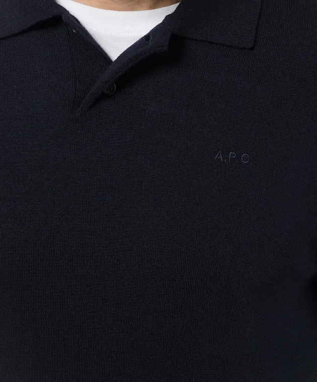 A.P.C JERRY blue wool polo shirt