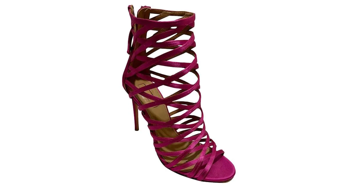 Aquazzura Sandalias jaula o gladiador rosa Elophe 