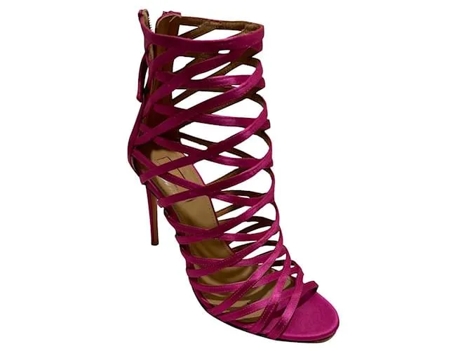 Aquazzura Sandalias jaula o gladiador rosa Elophe 