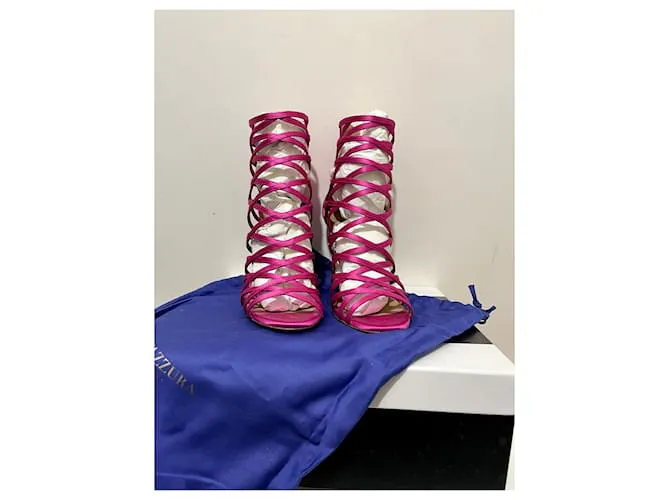 Aquazzura Sandalias jaula o gladiador rosa Elophe 