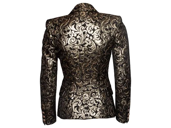 Balmain Balmaın, Americana tejida en jacquard en negro y dorado 