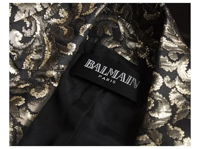 Balmain Balmaın, Americana tejida en jacquard en negro y dorado 