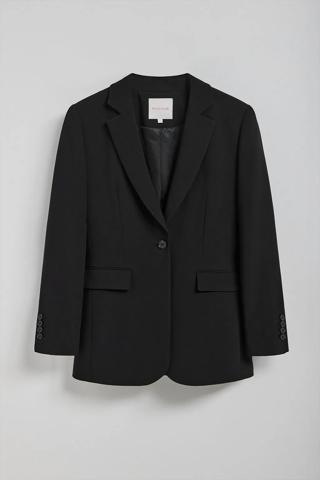 Blazer negra abotonada con detalles Polo Club