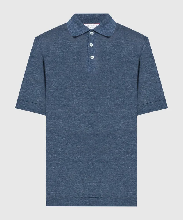 Brunello Cucinelli Blue melange polo