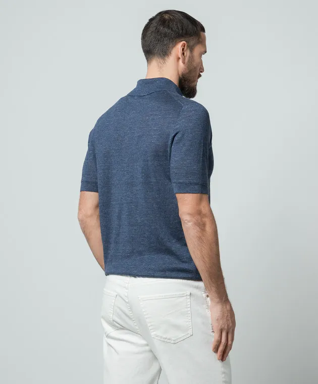 Brunello Cucinelli Blue melange polo