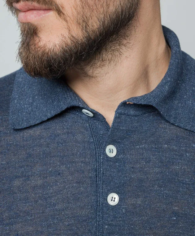 Brunello Cucinelli Blue melange polo