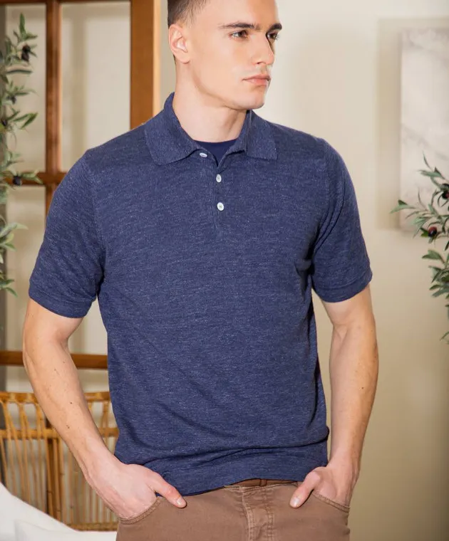 Brunello Cucinelli Blue melange polo