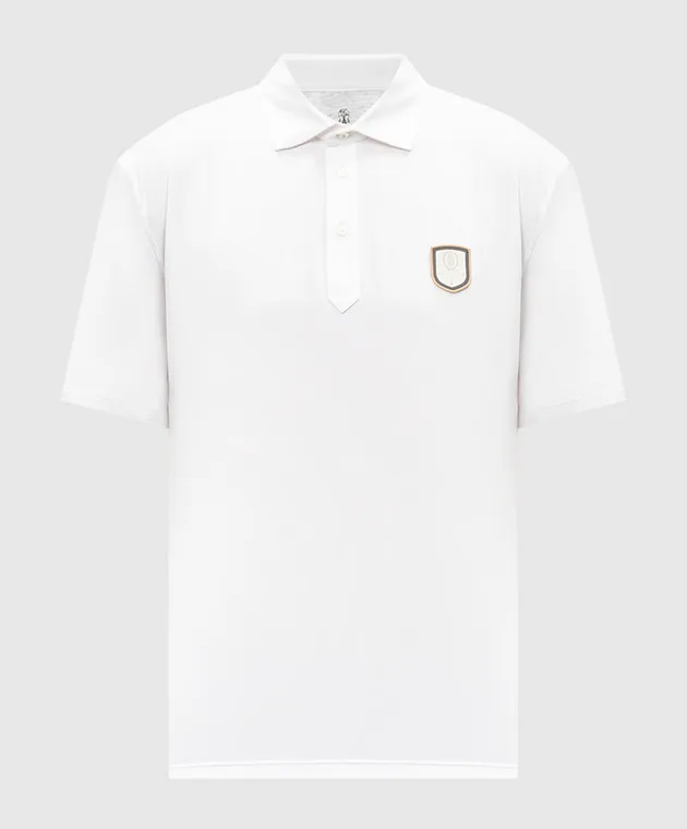 Brunello Cucinelli White polo with logo patch