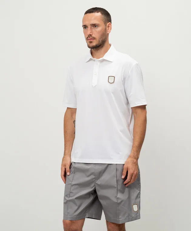 Brunello Cucinelli White polo with logo patch