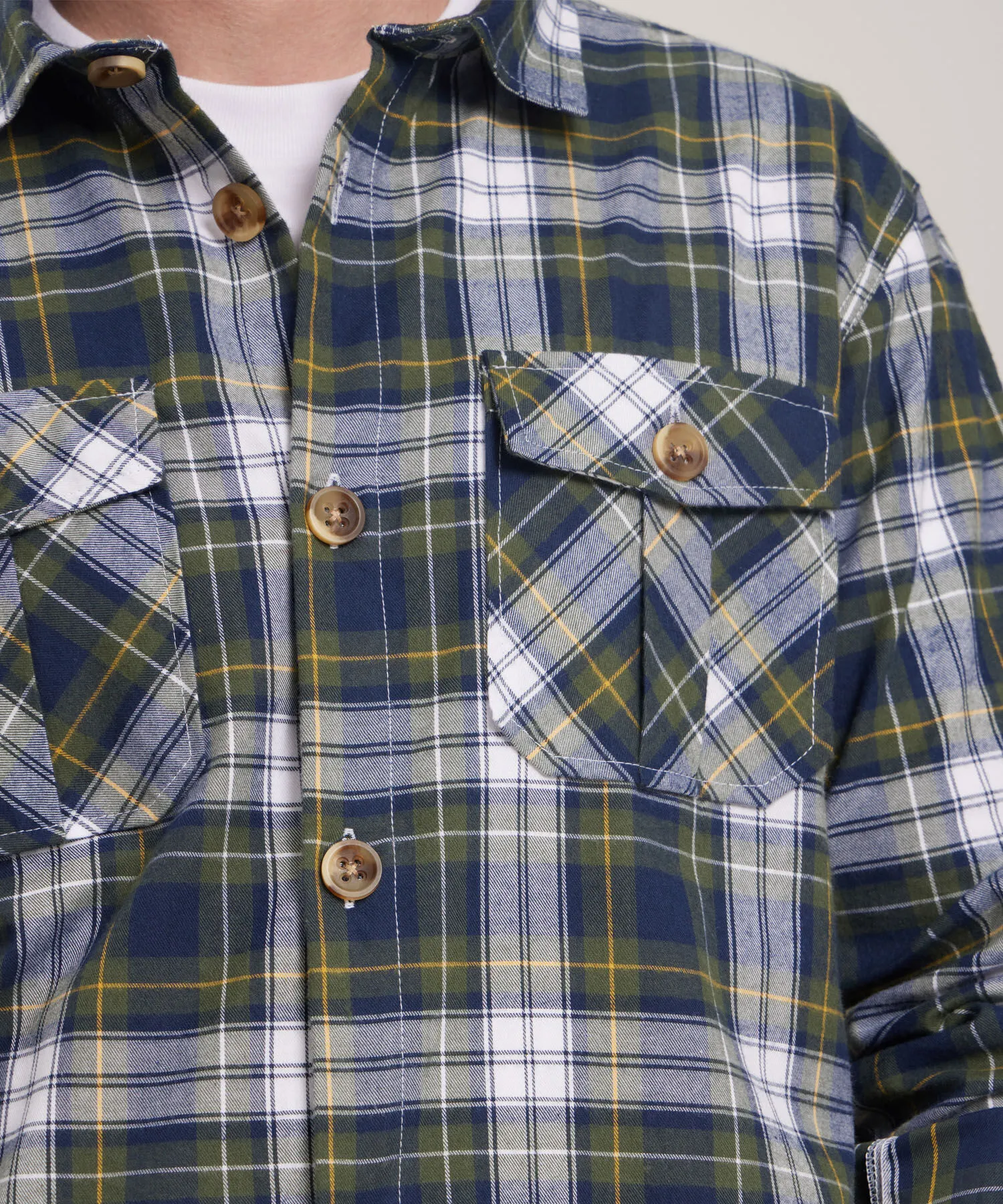 Camisa De Cuadros Con Bolsillos De Tapa-