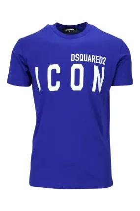 Camiseta azul electrico con maxilogo icon blanco