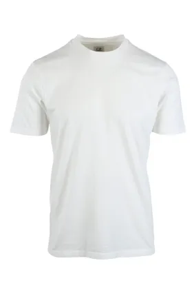 Camiseta blanco con minilogo central bordado y estampado gráfico detrás