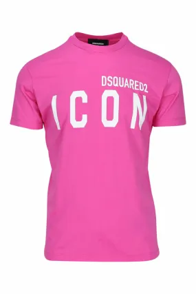 Camiseta fucsia con maxilogo icon blanco