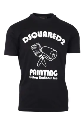 Camiseta negra con logo painting blanco