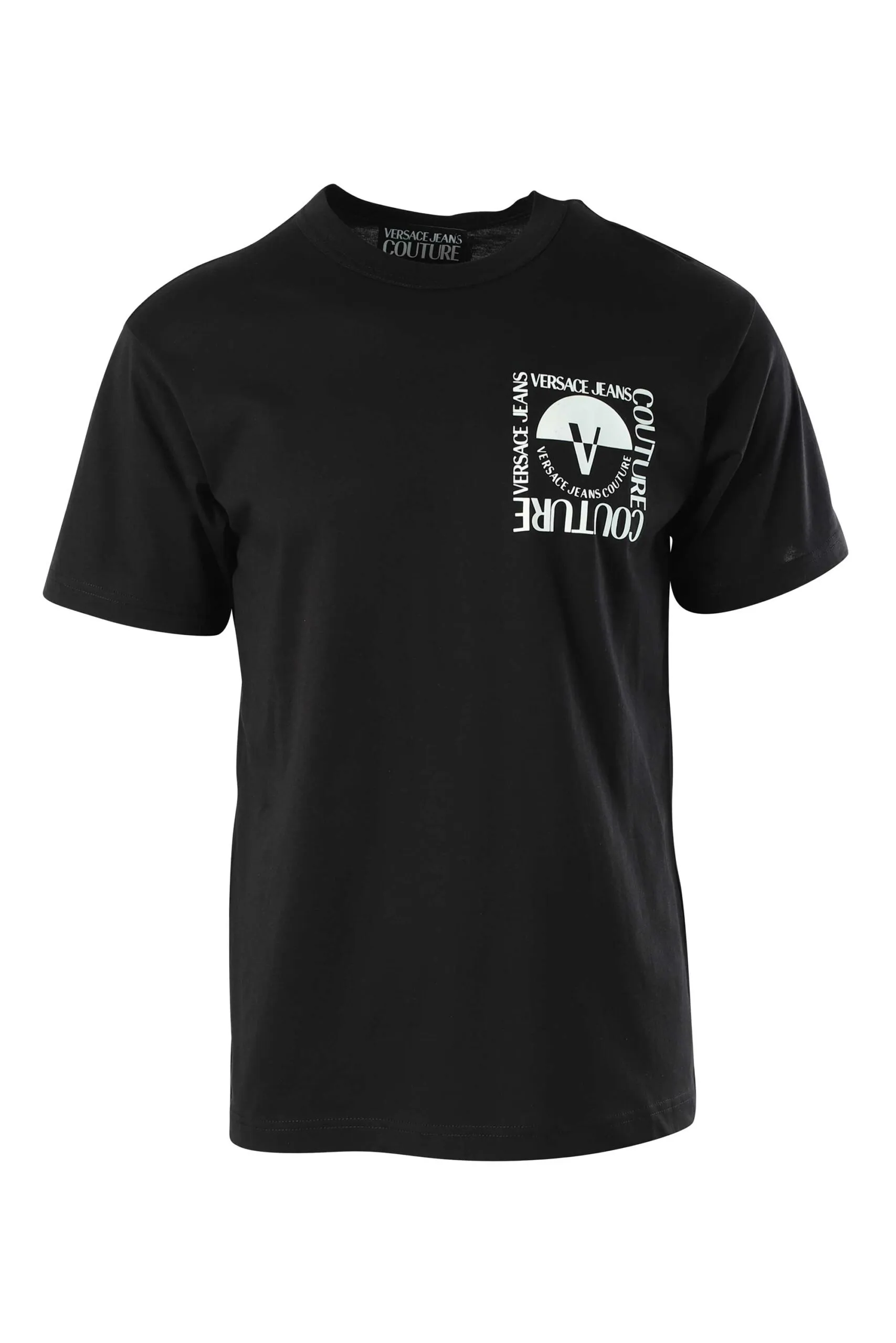 Camiseta negra con minilogo blanco y negro