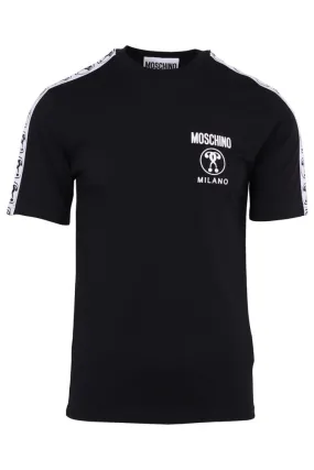 Camiseta negra logo blanco parte delantera y mangas