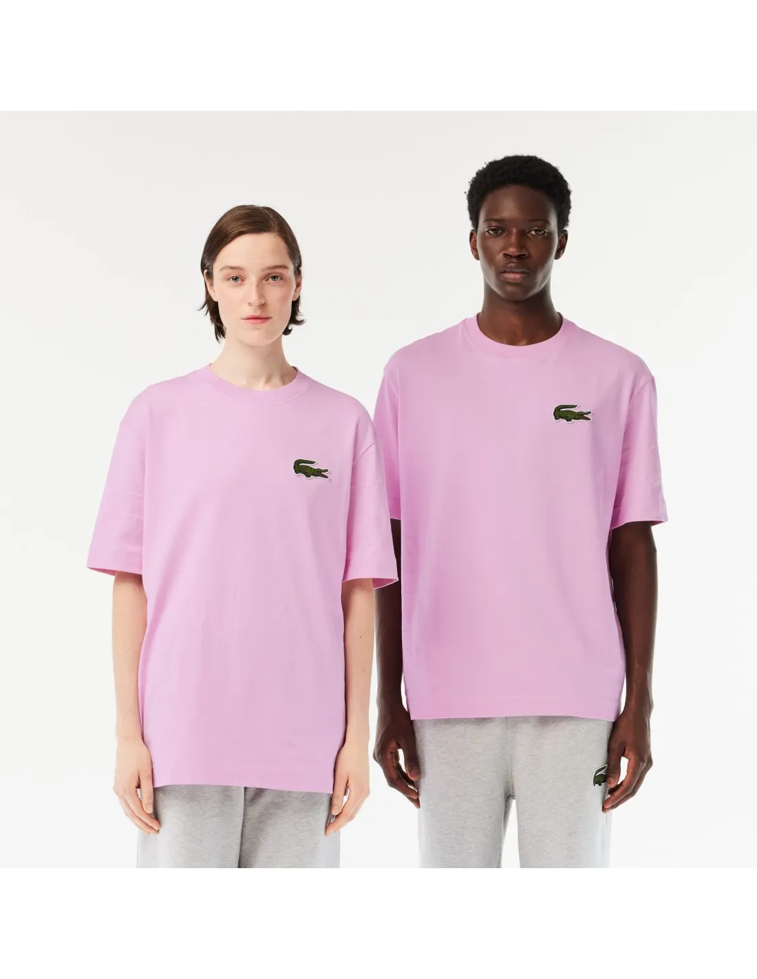 Camiseta unisex loose fit en algodón ecológico con cocodrilo de gran tamaño de Lacoste