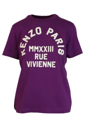 Camiseta violeta con maxilogo rue vivienne blanco