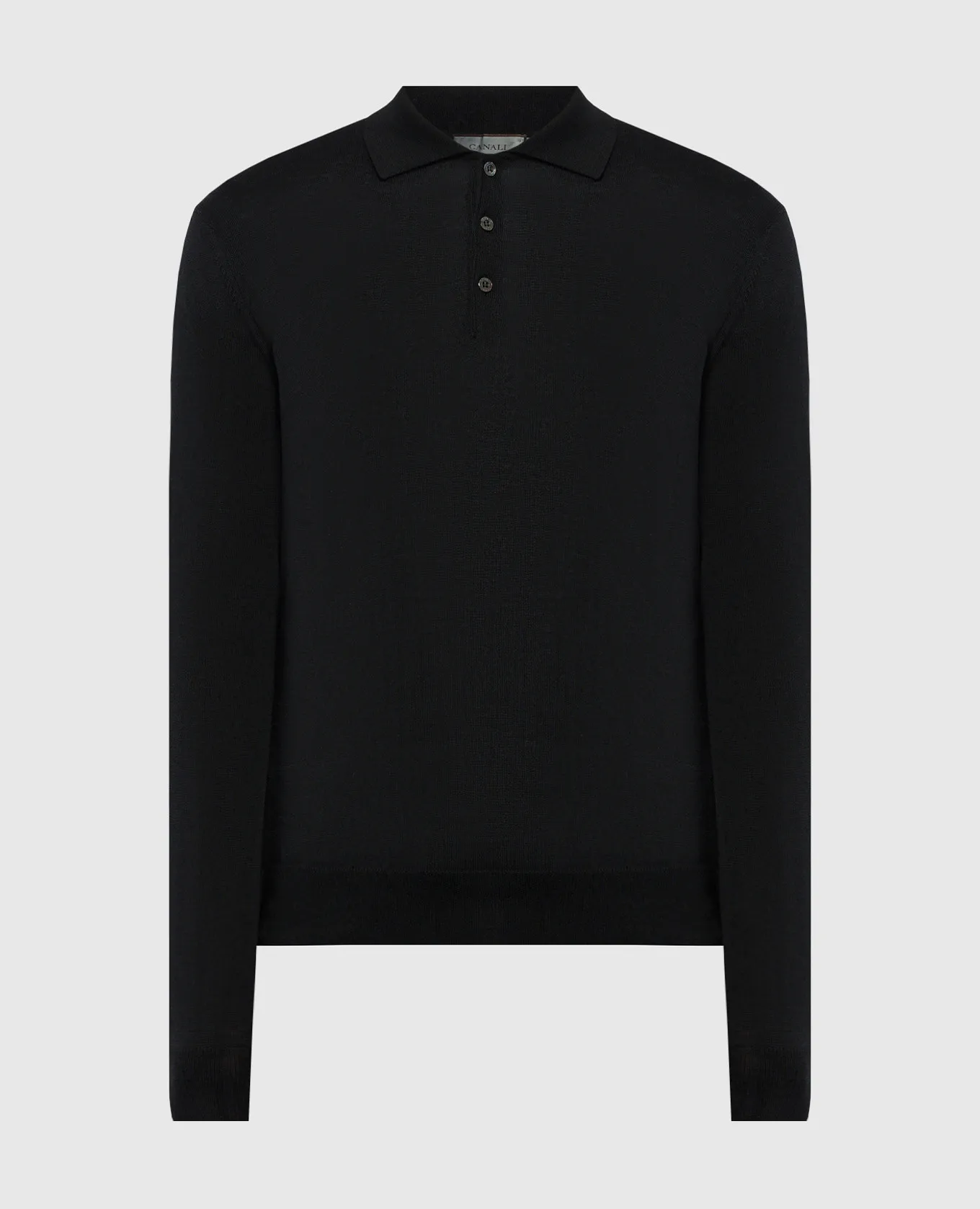 Canali Black merino wool polo shirt