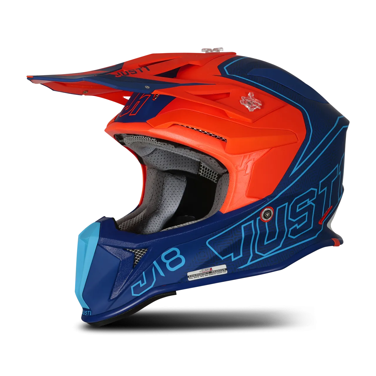 Casco de Cross Just1 J18 Mips® Vertigo Azul-Blanco-Naranja