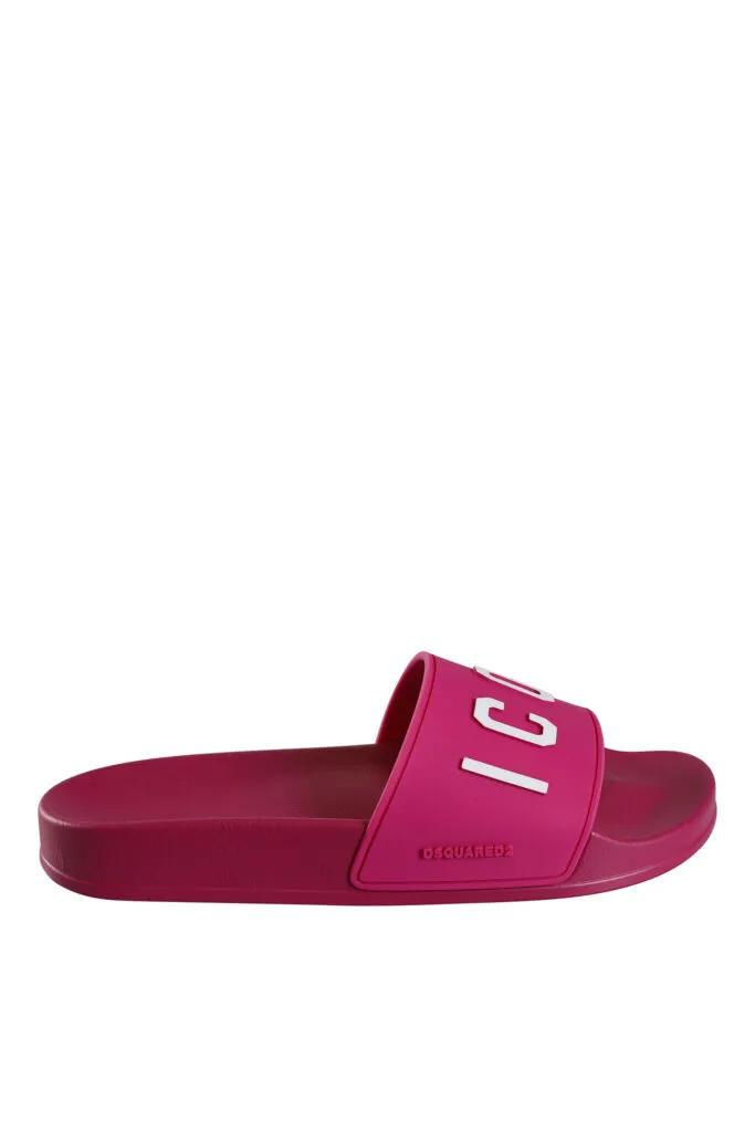 Chanclas fucsia con logo 