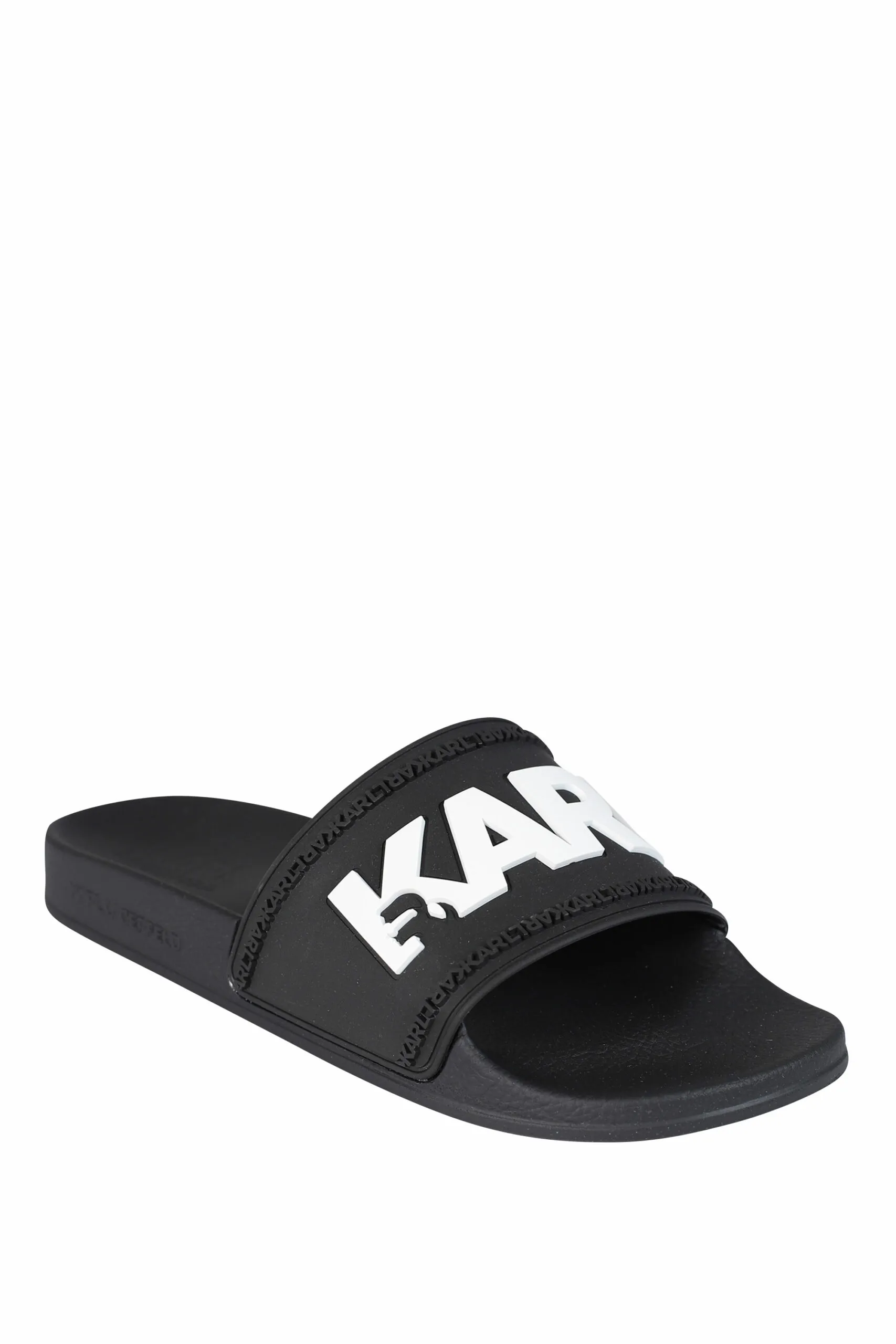 Chanclas negra de goma con maxilogo blanco