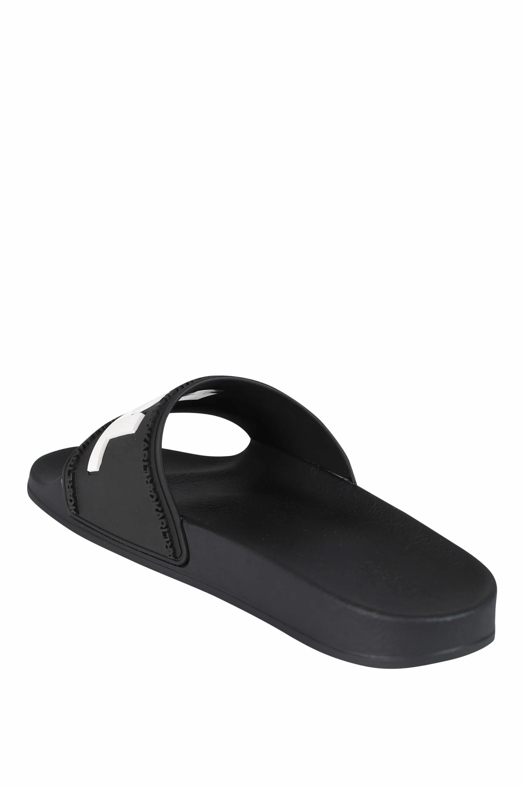 Chanclas negra de goma con maxilogo blanco