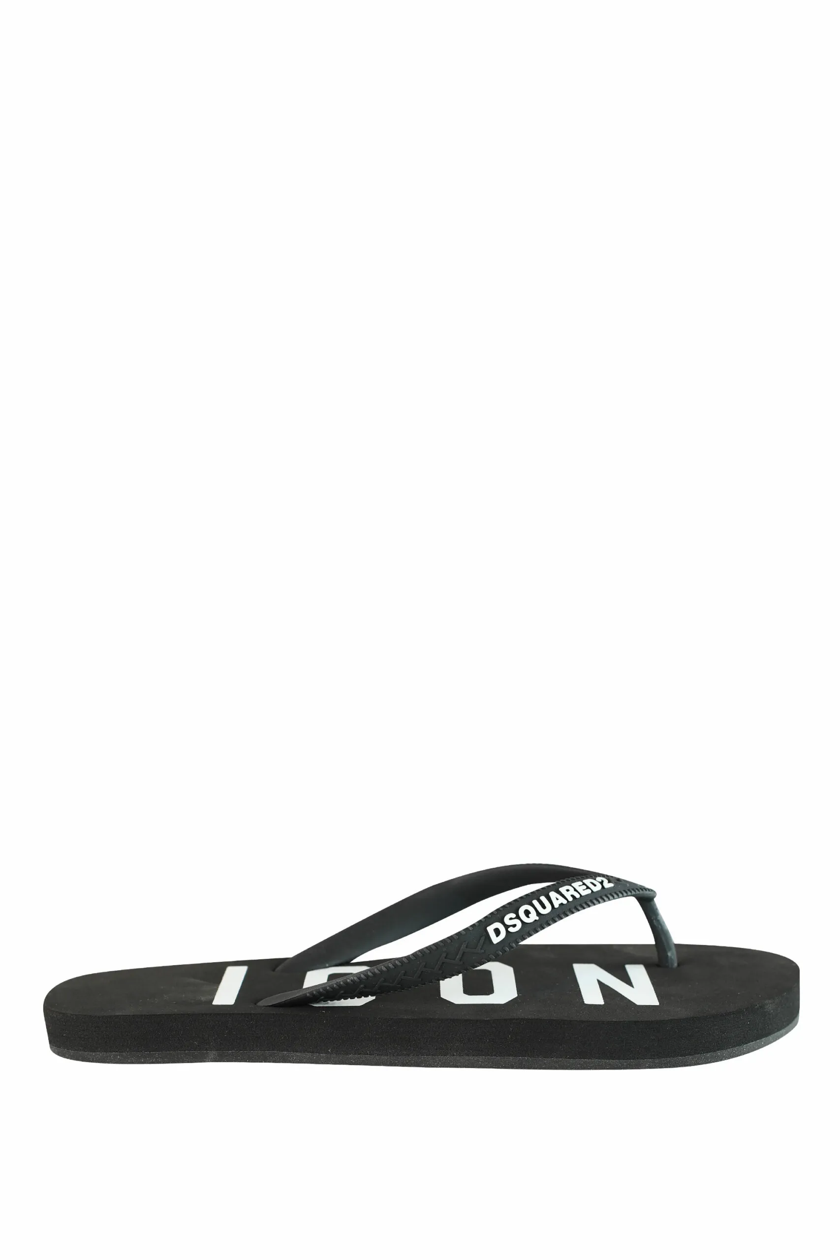 Chanclas negras de dedo con logo blanco