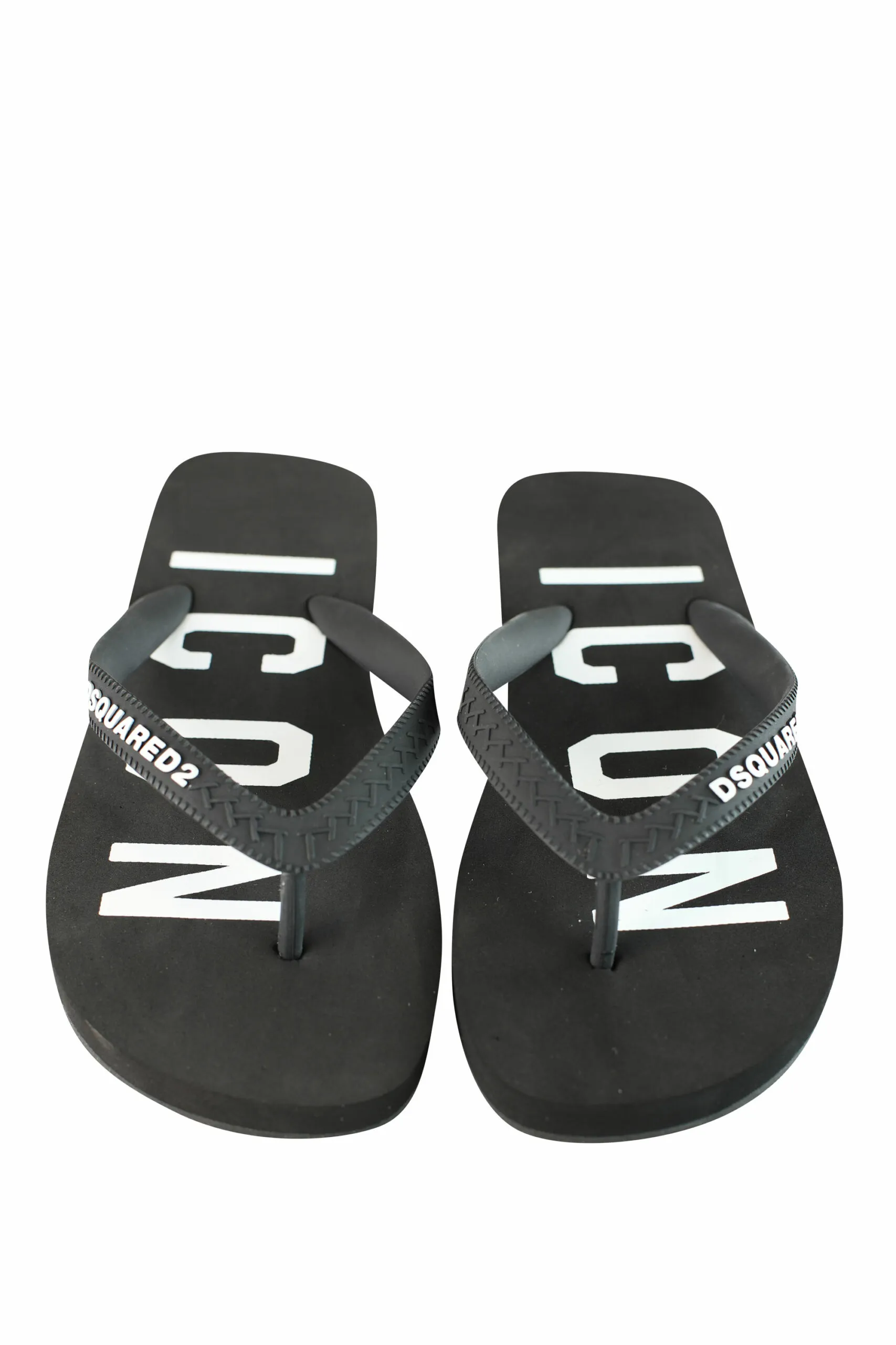 Chanclas negras de dedo con logo blanco