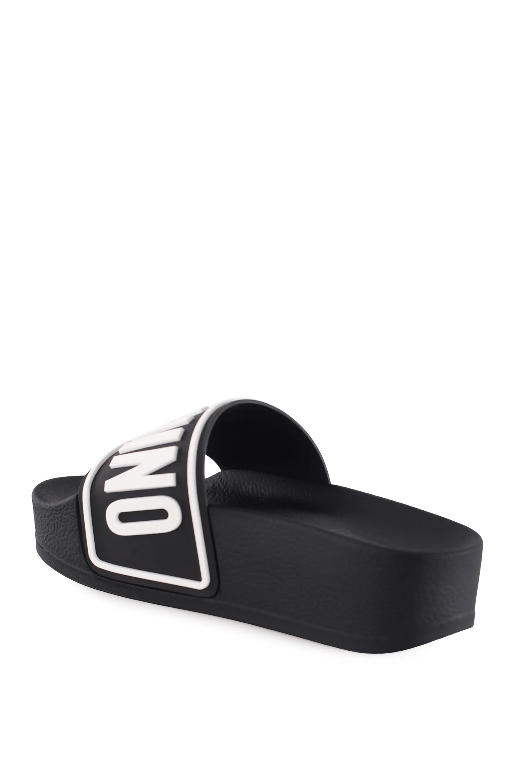 Chanclas negras de plataforma con logo blanco