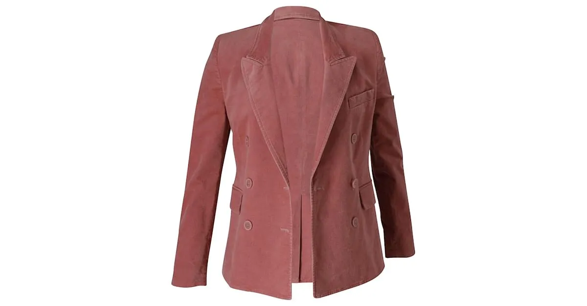 Chaqueta americana Isabel Marant Etoile con botonadura en terciopelo rosa 