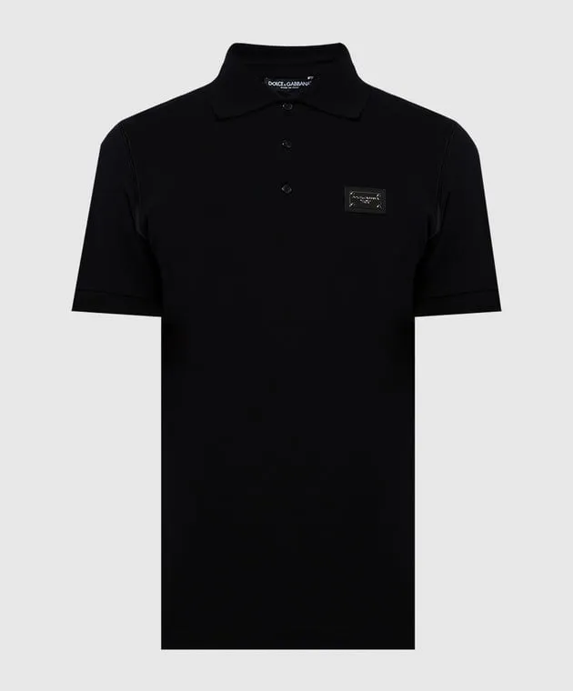 Dolce&Gabbana Black polo with metallic logo