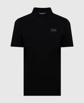 Dolce&Gabbana Black polo with metallic logo