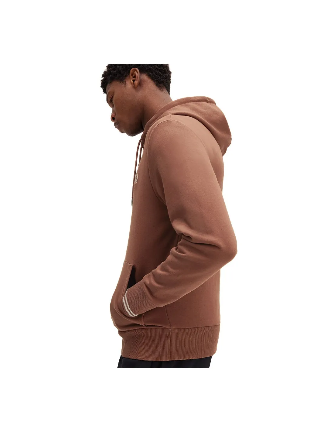 FRED PERRY TIPPED HOODIE WHISKY BROWN/PORRIDGE MARL