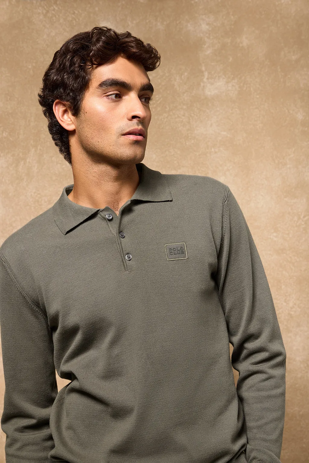 Jersey de punto Kaleo verde de cuello polo y detalles Polo Club