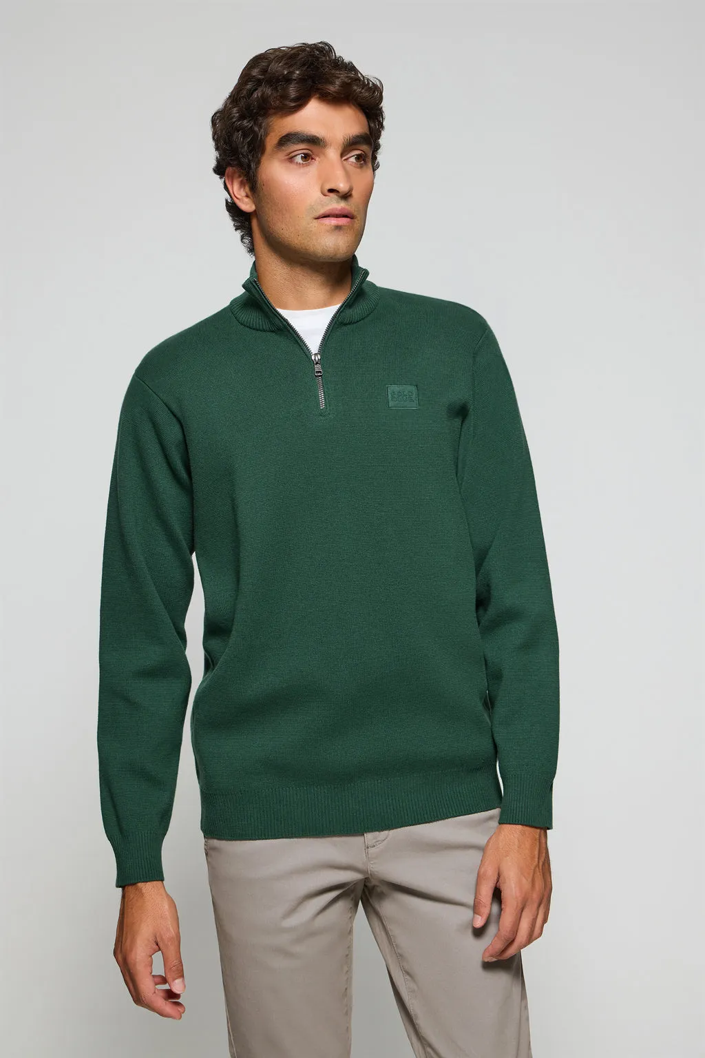 Jersey de punto Koda color verde con cremallera y detalles Polo Club