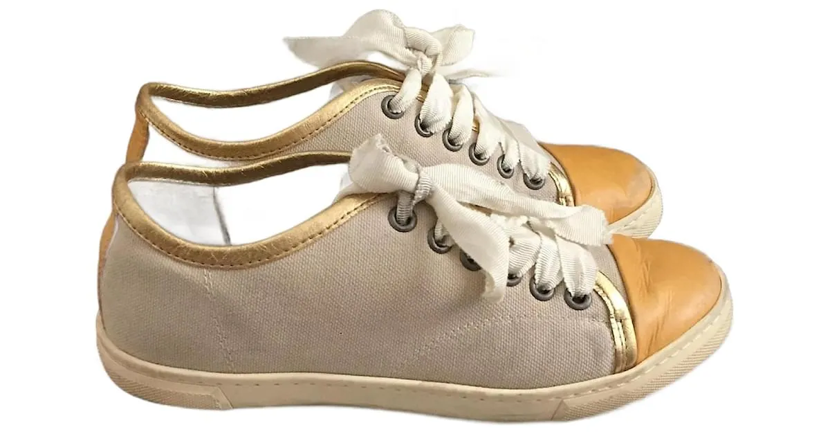 LANVIN Deportivas T.UE 35 paño Beige 