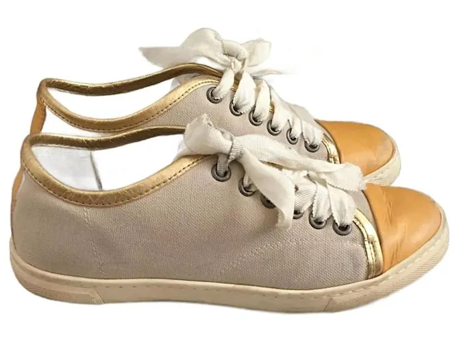 LANVIN Deportivas T.UE 35 paño Beige 