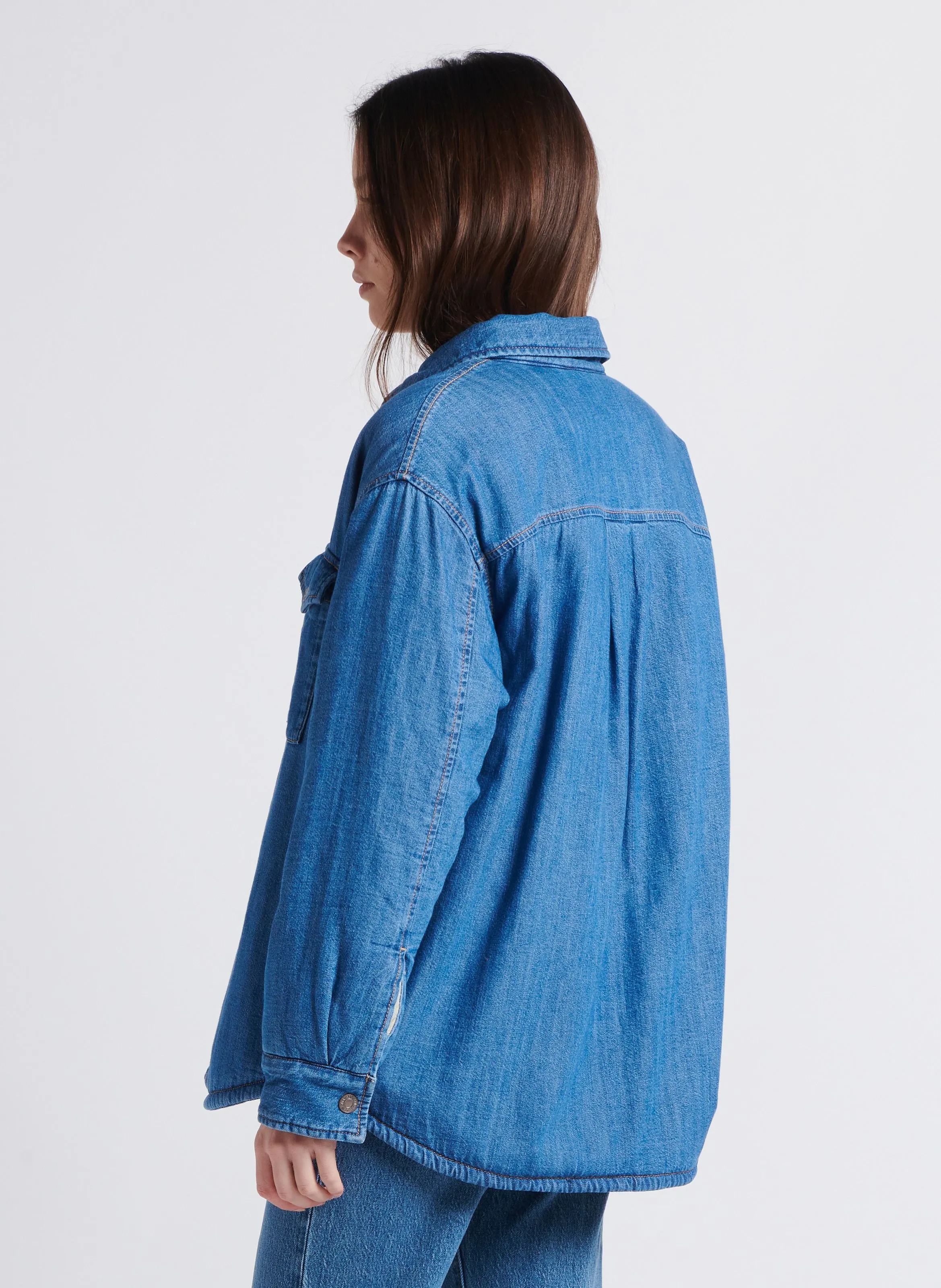 LEVI'S LOLA - Sobrecamisa recta de algodón con cuello clásico en azul