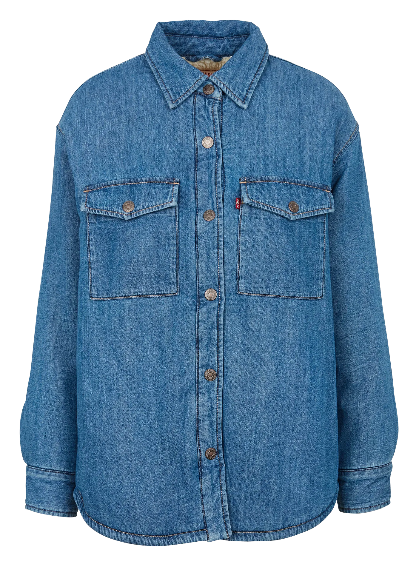 LEVI'S LOLA - Sobrecamisa recta de algodón con cuello clásico en azul