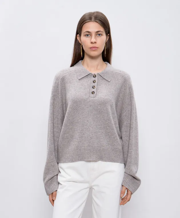 Lou Lou Studio HOMERE gray melange cashmere polo shirt