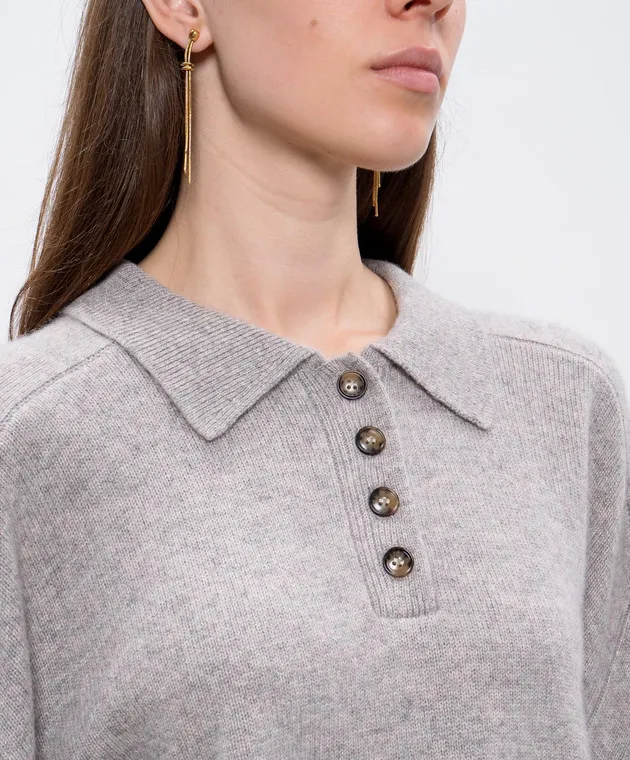 Lou Lou Studio HOMERE gray melange cashmere polo shirt