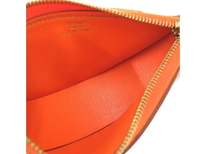 Monedero de cuero naranja Hermès Fruit Castaño 