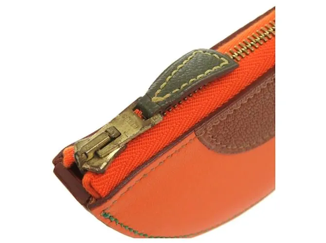 Monedero de cuero naranja Hermès Fruit Castaño 