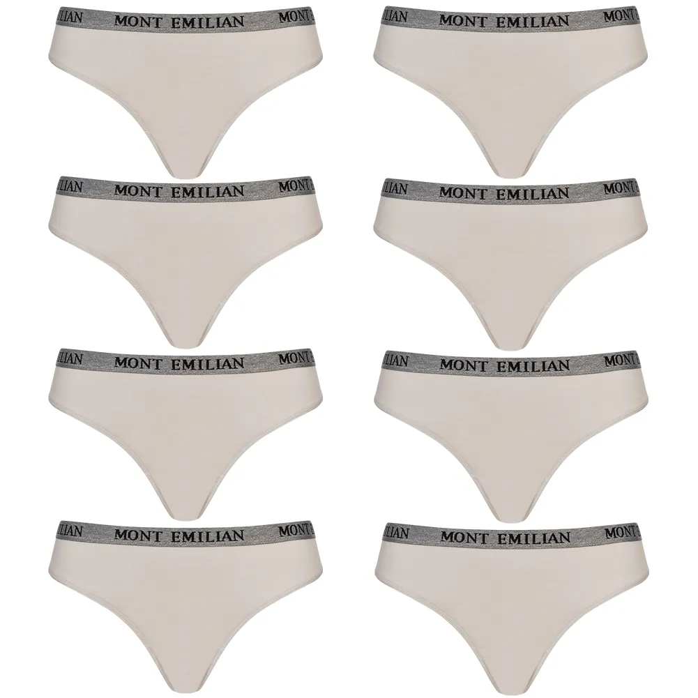 MONT EMILIAN "Colmar" Mujer Pack de 8 tangas gris claro