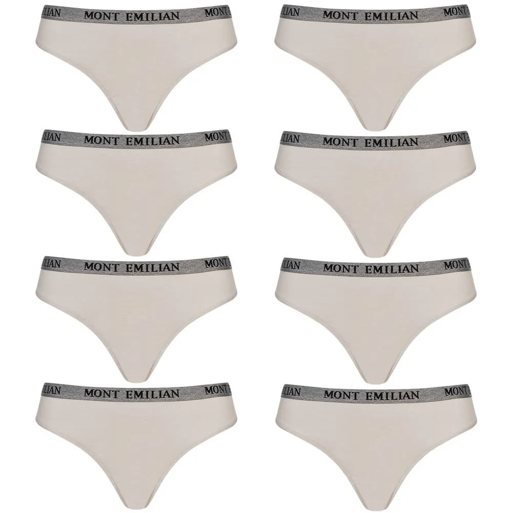 MONT EMILIAN "Colmar" Mujer Pack de 8 tangas gris claro