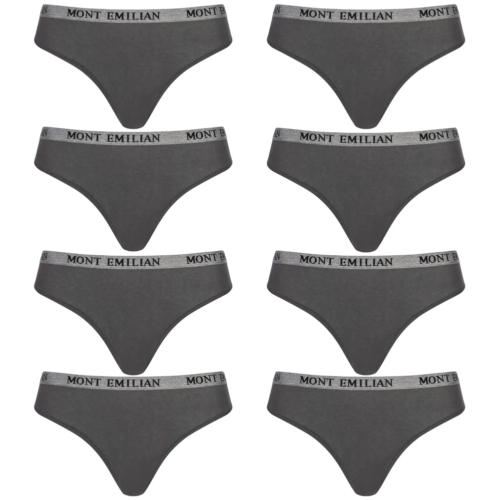 MONT EMILIAN "Colmar" Mujer Pack de 8 tangas gris oscuro